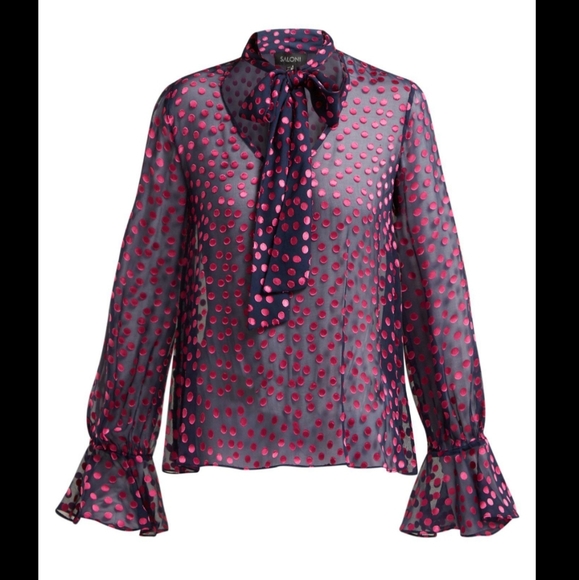 SALONI Tops - Saloni Sheer Polka Dot Blouse